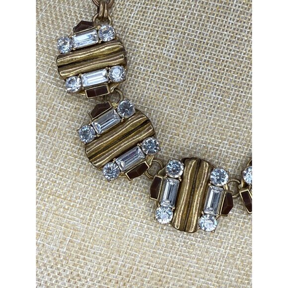 J.Crew Gold-Toned Statement Necklace With Rhinestones & Geometric Design - Picture 4 of 8